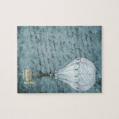 Dusk Blue Hot Air ballon Steampunk Handschrift Legpuzzel (Horizontaal)