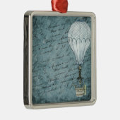 Dusk Blue Hot Air ballon Steampunk Handschrift Metalen Ornament (Rechts)
