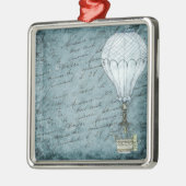 Dusk Blue Hot Air ballon Steampunk Handschrift Metalen Ornament (Links)