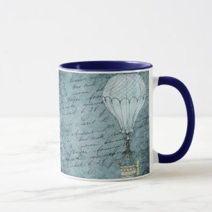 Dusk Blue Hot Air ballon Steampunk Handschrift Mok