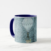 Dusk Blue Hot Air ballon Steampunk Handschrift Mok (Voorkant links)