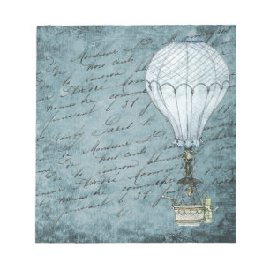 Dusk Blue Hot Air ballon Steampunk Handschrift Notitieblok
