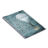 Dusk Blue Hot Air ballon Steampunk Handschrift Notitieboek (Rechterzijde)
