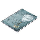 Dusk Blue Hot Air ballon Steampunk Handschrift Notitieboek (Linkerzijde)