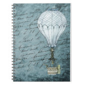 Dusk Blue Hot Air ballon Steampunk Handschrift Notitieboek (Voorkant)