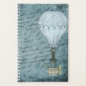 Dusk Blue Hot Air ballon Steampunk Handschrift Planner (Voorkant)