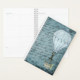 Dusk Blue Hot Air ballon Steampunk Handschrift Planner