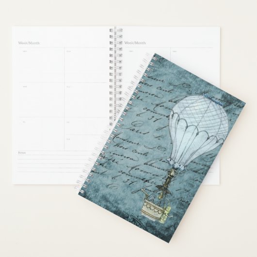 Dusk Blue Hot Air ballon Steampunk Handschrift Planner (Display)