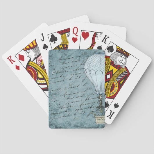 Dusk Blue Hot Air ballon Steampunk Handschrift Pokerkaarten (Achterkant)