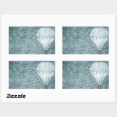 Dusk Blue Hot Air ballon Steampunk Handschrift Rechthoekige Sticker (Vel)