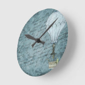 Dusk Blue Hot Air ballon Steampunk Handschrift Ronde Klok (Hoek)
