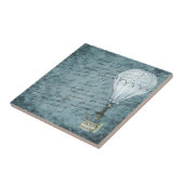 Dusk Blue Hot Air ballon Steampunk Handschrift Tegeltje (Zijkant)