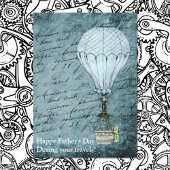 Dusk Blue Hot Air Balloon Steampunk Father's Day Kaart