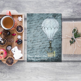 Dusk Blue Hot Air Balloon Steampunk Father's Day Kaart