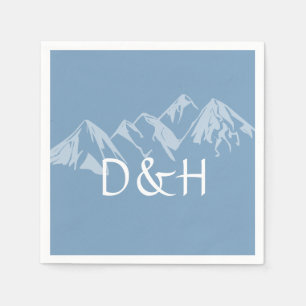 Dusk Blue Monogram Bergketen Papieren Servetten