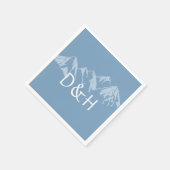 Dusk Blue Monogram Bergketen Papieren Servetten (Hoek)