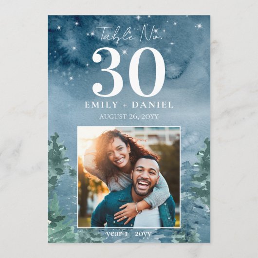 Dusk Blue Mountains Trouwtafel No. w / foto 5x7 (Achterkant)