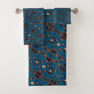 Dusk Blue Native Line Art-handdoessset Bad Handdoek