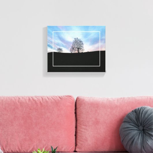 Dusk Blue Skies and Trees and Horses Grazing Canvas Afdruk (Insitu (Woonkamer))