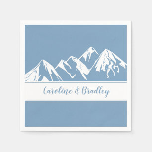 Dusk Blue White Mountain Range Wedding Servet