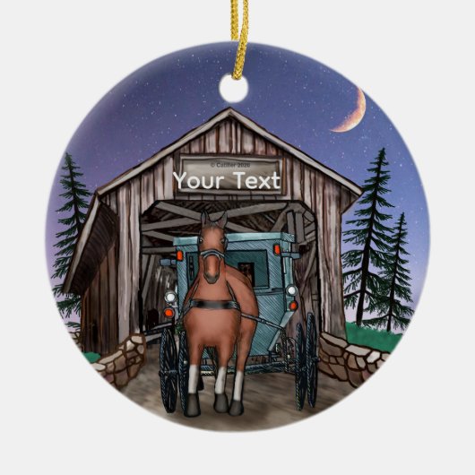 Dusk Covered Bridge  Keramisch Ornament (Voorkant)