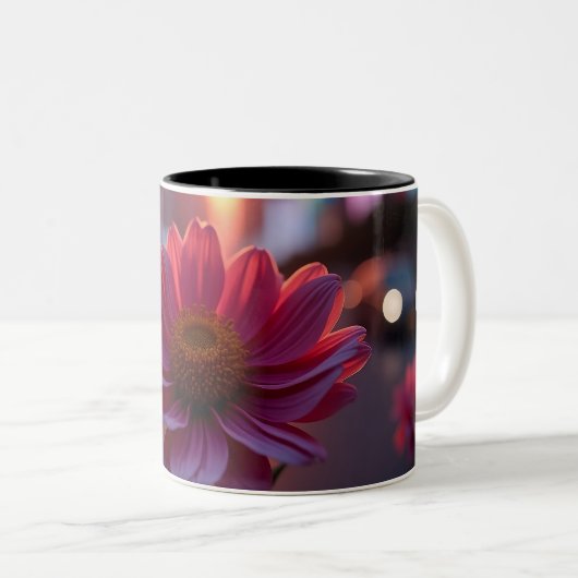 Dusk Daisies Tweekleurige Koffiemok (Voorkant rechts)