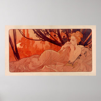 DUSK door Alphonse Mucha - Crepuscule Poster
