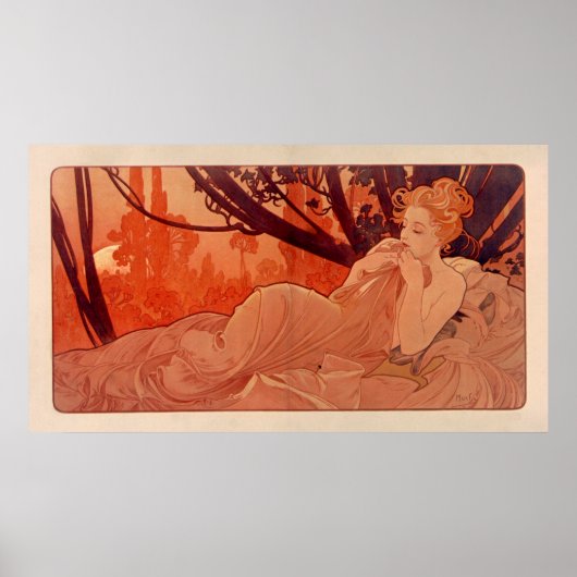 DUSK door Alphonse Mucha - Crepuscule Poster (Voorkant)