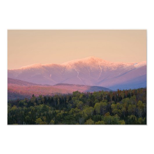 Dusk en Mount Washington in New Hampshire's Foto Afdruk (Voorkant)