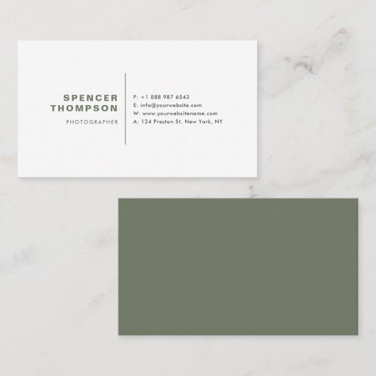 Dusk Green Modern Sans Serif Typography Minimalist Visitekaartje (Voorkant / Achterkant)