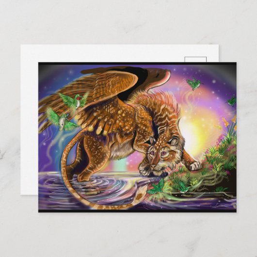 Dusk Hunter Flying Cat Briefkaart (Voorkant / Achterkant)