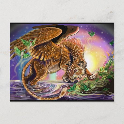 Dusk Hunter Flying Cat Briefkaart (Voorkant)