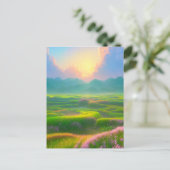 Dusk in het grijze veld briefkaart (Staand voorkant)