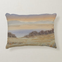 Dusk Lake Blush Waterverf Landschapsprint