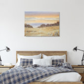 Dusk Lake Blush Waterverf Landschapsprint Canvas Afdruk (Insitu (Slaapkamer))