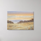 Dusk Lake Blush Waterverf Landschapsprint Canvas Afdruk (Voorkant)