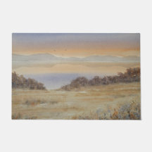 Dusk Lake Blush Waterverf Landschapsprint