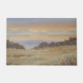 Dusk Lake Blush Waterverf Landschapsprint Deurmat