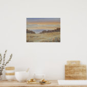 Dusk Lake Blush Waterverf Landschapsprint Poster (Keuken)