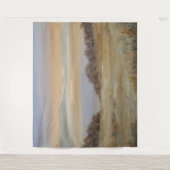 Dusk Lake Blush Waterverf Landschapsprint Wandkleed (Voorkant)