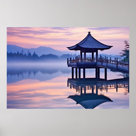 Dusk Lake rustige vreedzame Natuur Poster (Voorkant)