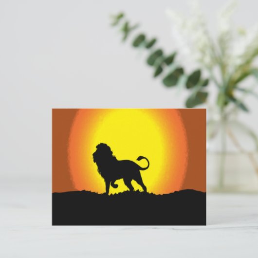 Dusk lion silhouette briefkaart (Staand voorkant)