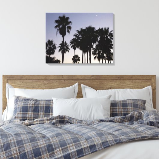 Dusk met Palm Trees Tropische Scene Canvas Afdruk (Insitu (Slaapkamer))