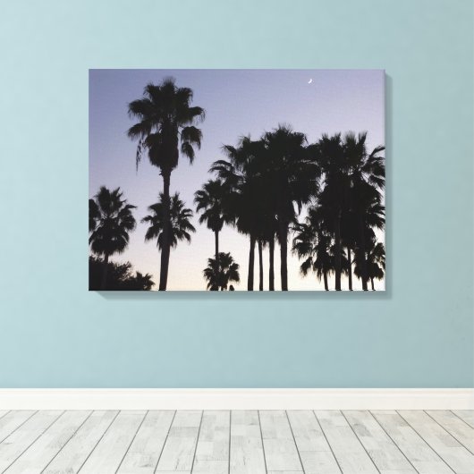 Dusk met Palm Trees Tropische Scene Canvas Afdruk (Insitu (Houten vloer))