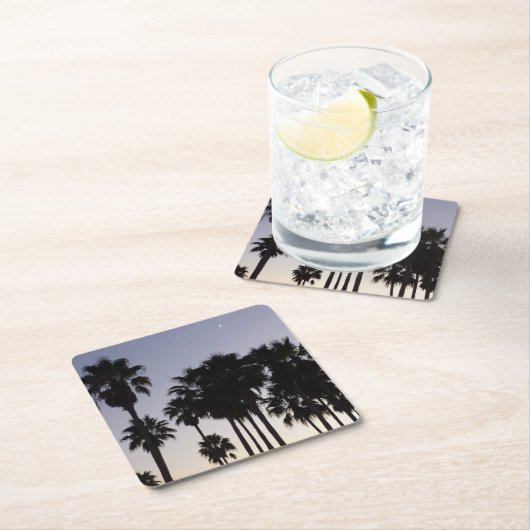 Dusk met Palm Trees Tropische Scene Kartonnen Onderzetters (Insitu)