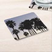 Dusk met Palm Trees Tropische Scene Kartonnen Onderzetters (Schuin)
