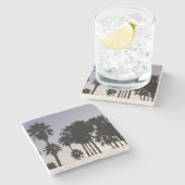 Dusk met Palm Trees Tropische Scene Stenen Onderzetter (Zijkant)