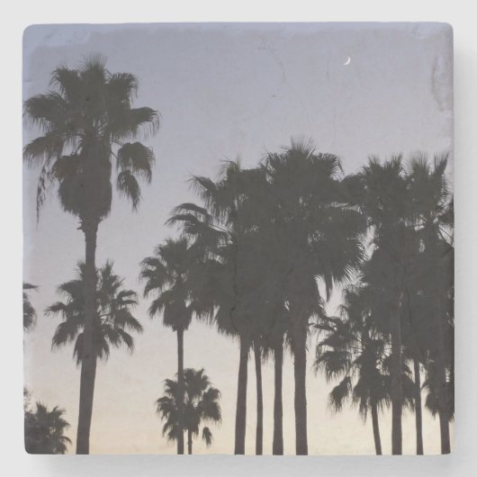 Dusk met Palm Trees Tropische Scene Stenen Onderzetter (Voorkant)