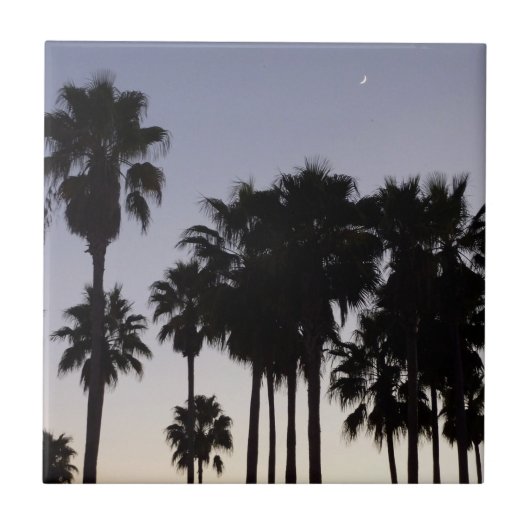 Dusk met Palm Trees Tropische Scene Tegeltje (Voorkant)