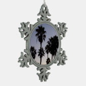 Dusk met Palm Trees Tropische Scene Tin Sneeuwvlok Ornament (Links)